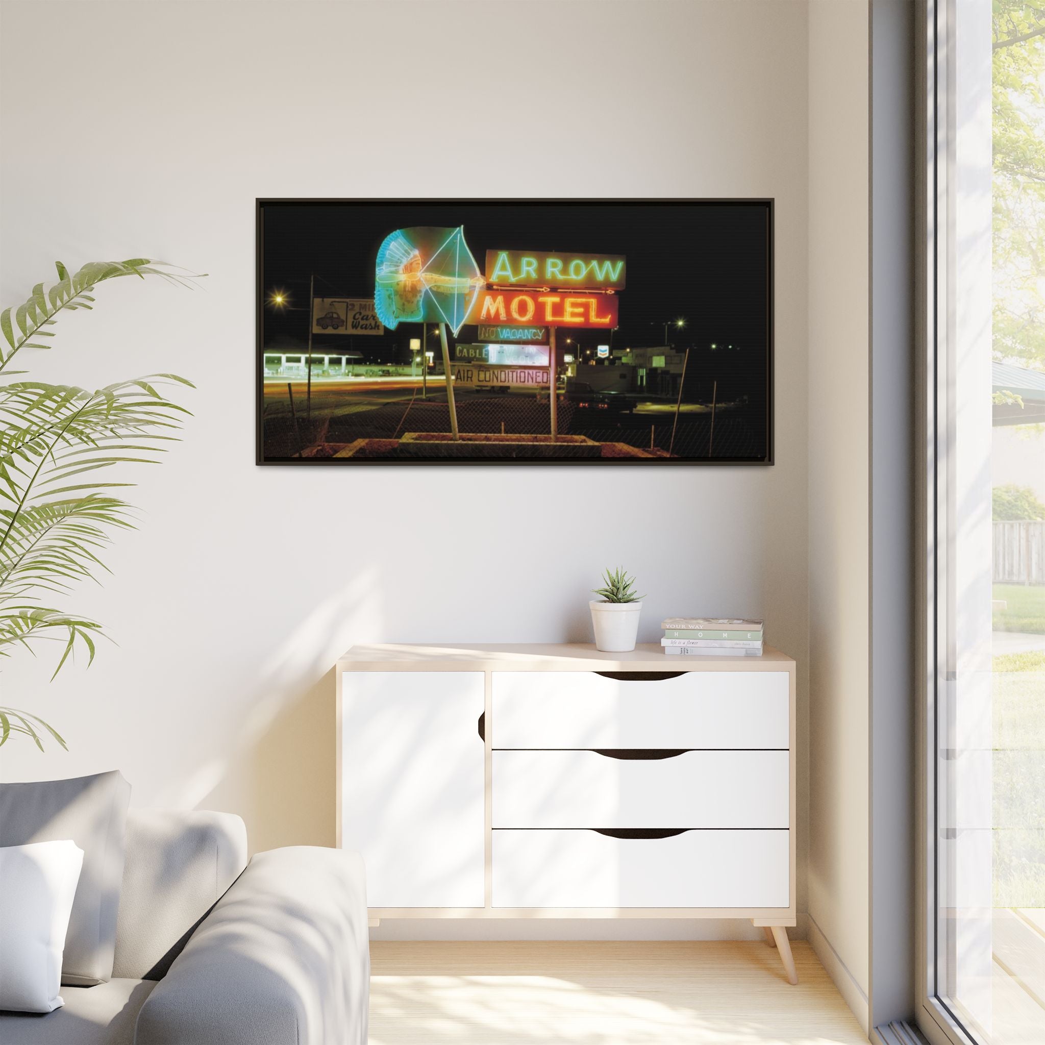 Vintage Arrow Motel Framed Canvas