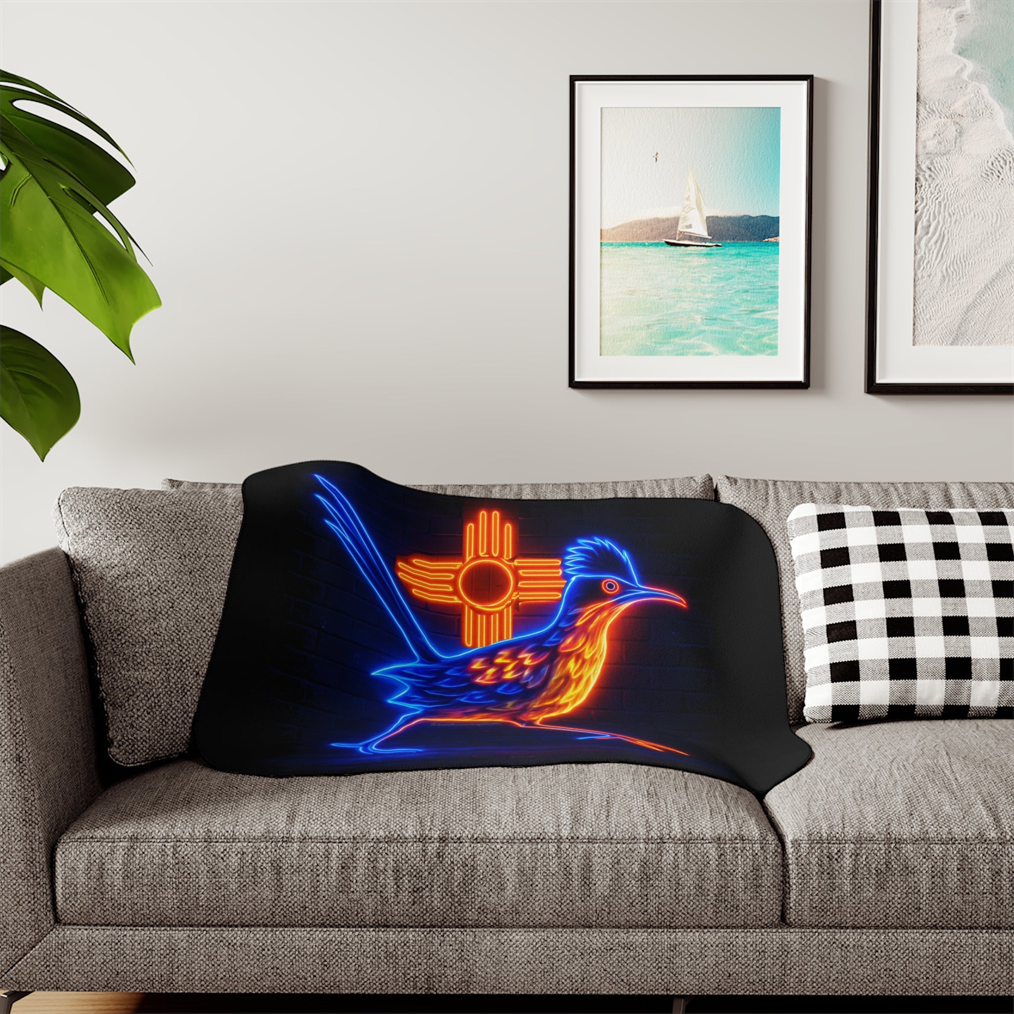 Neon Roadrunner Sherpa Blanket