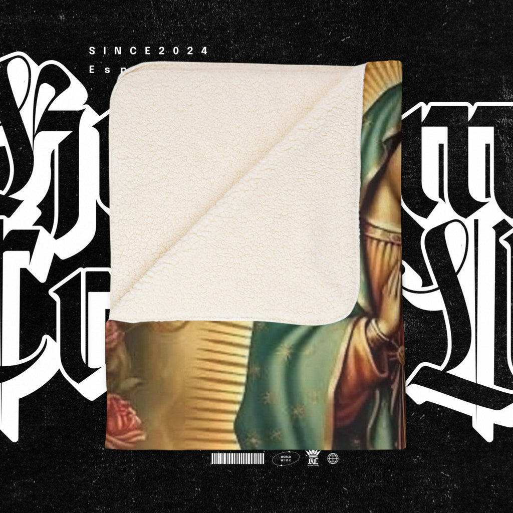 Virgen de Guadalupe Fleece Sherpa Blanket