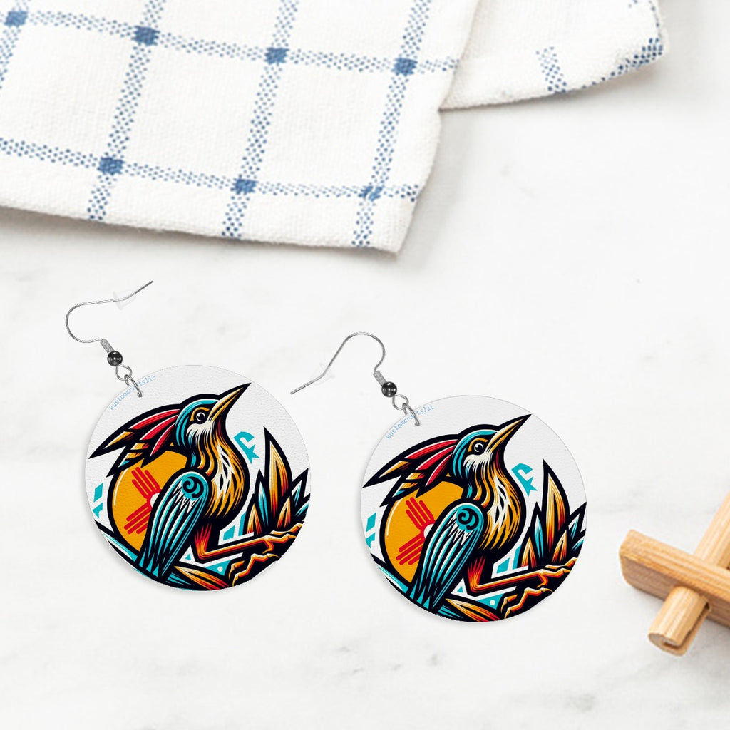Roadrunner - Leather Round Earrings