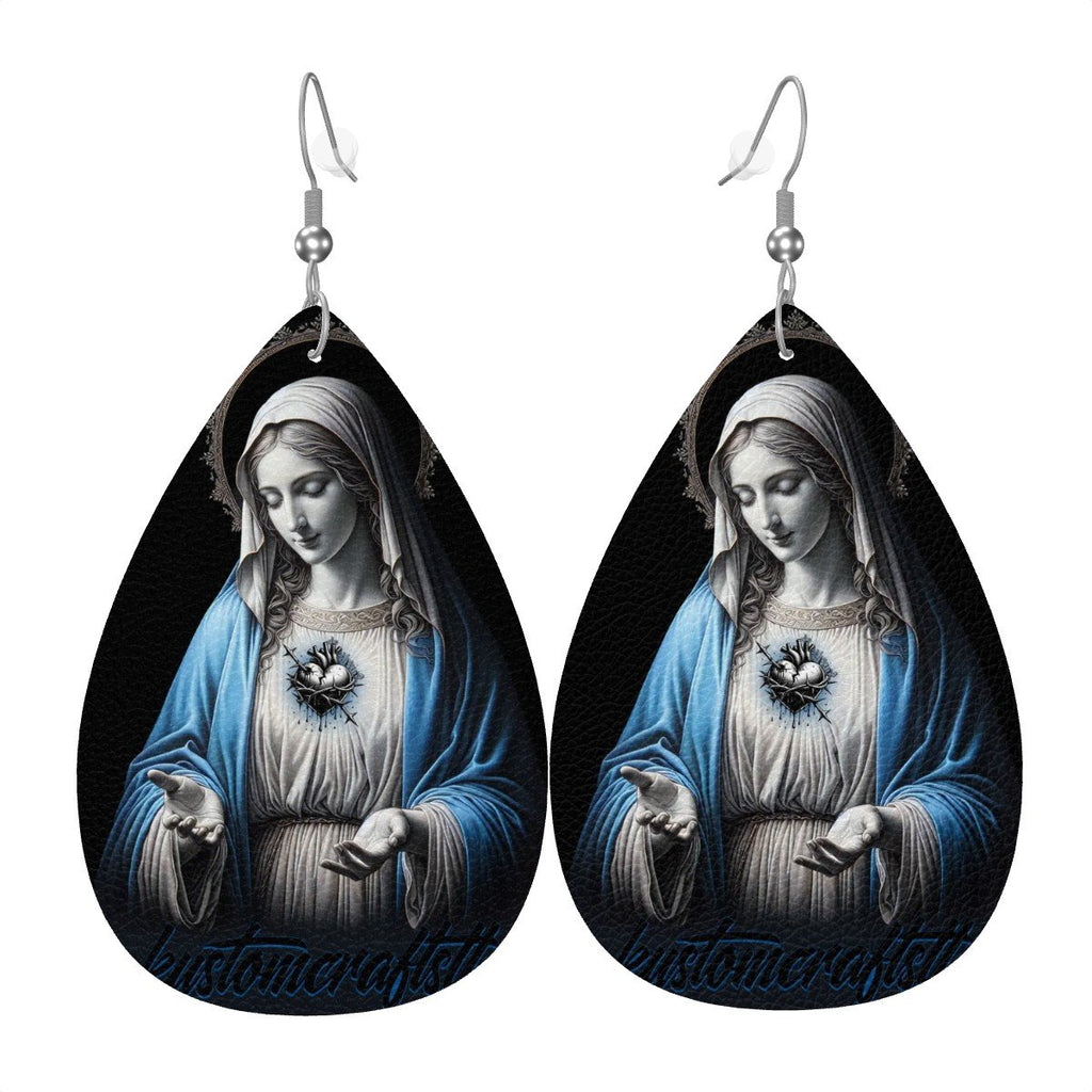 Our Lady - Leather Teardrop Earrings