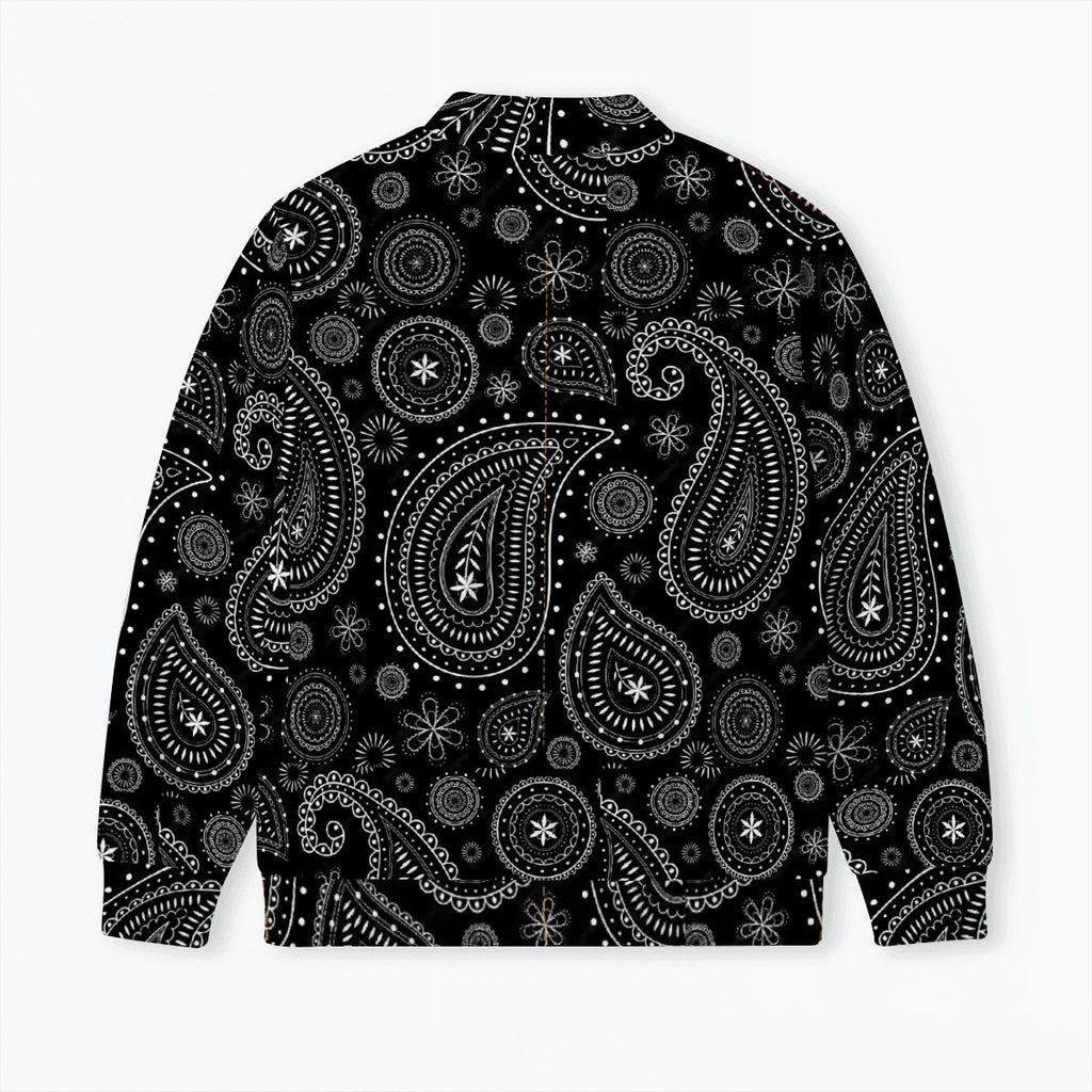 Button-up Baseball Jacket - Bandana Pattern