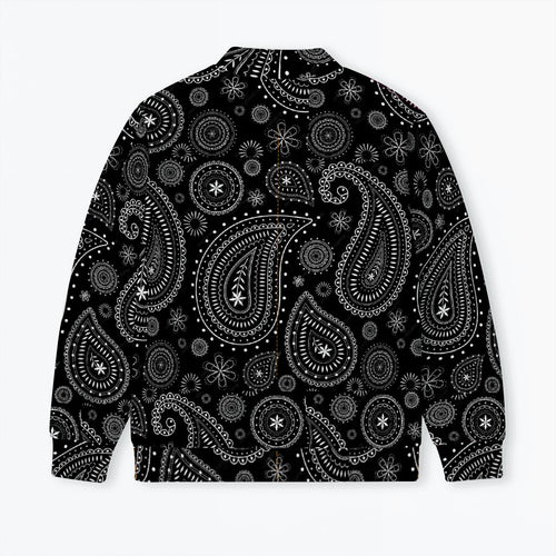 Button-up Baseball Jacket - Bandana Pattern