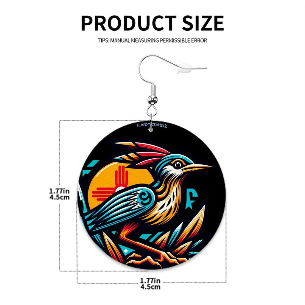 Roadrunner, Nightshade - Leather Round Earrings