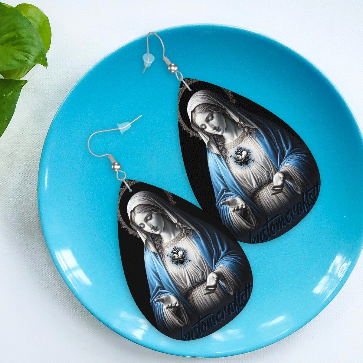 Our Lady - Leather Teardrop Earrings