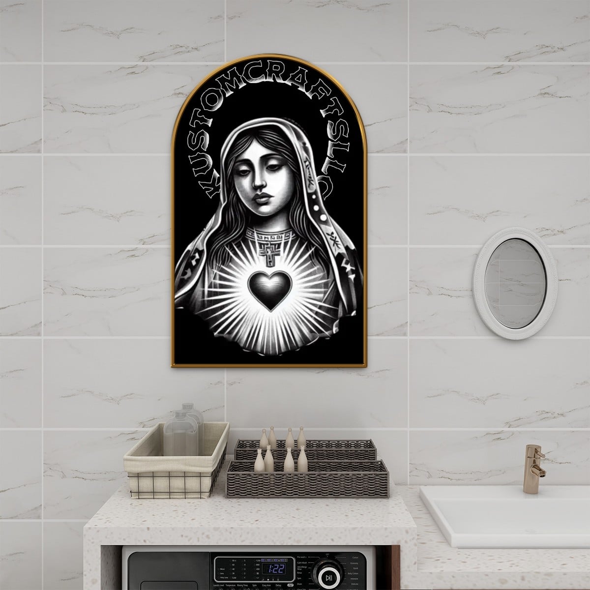 Urban Virgen De Guadalupe - Arched Canvas Print