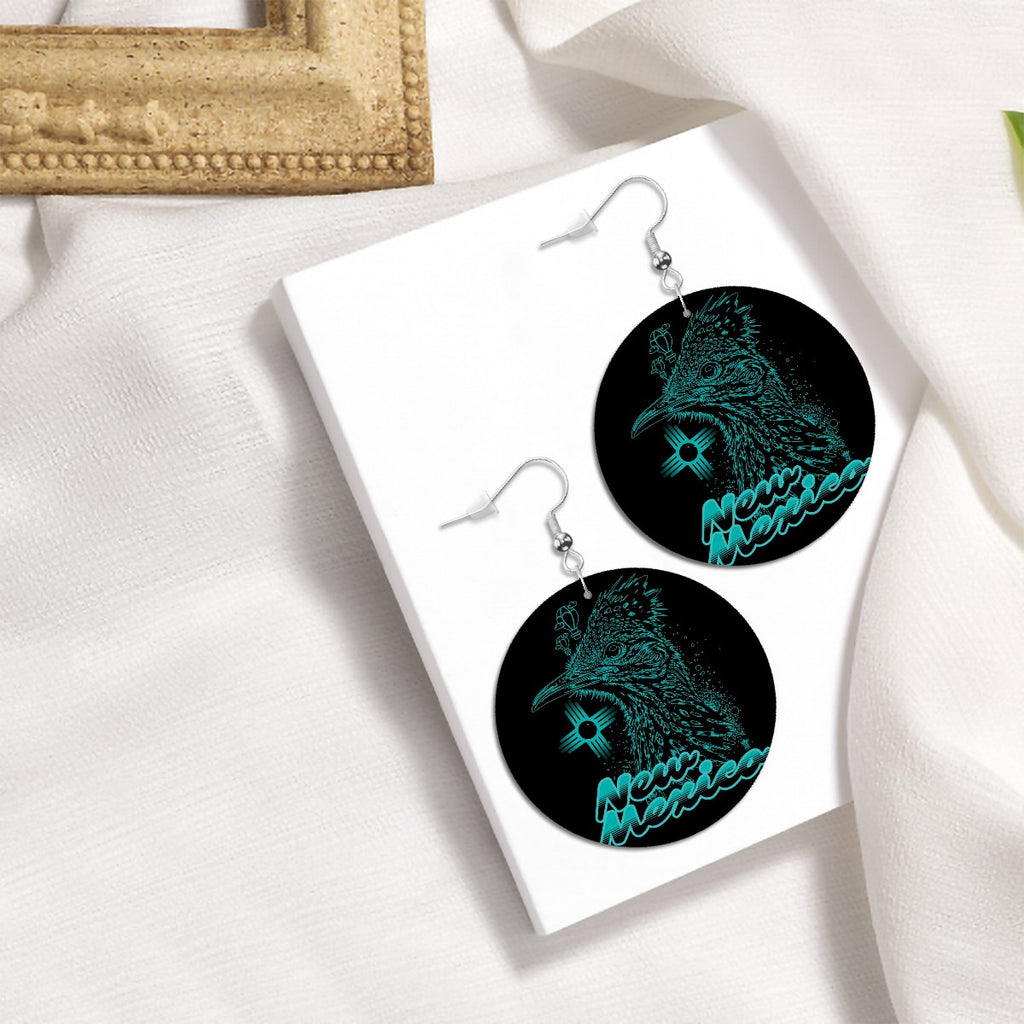 NM Vibes Leather Round Earrings - New Mexico Southwestern Jewelry