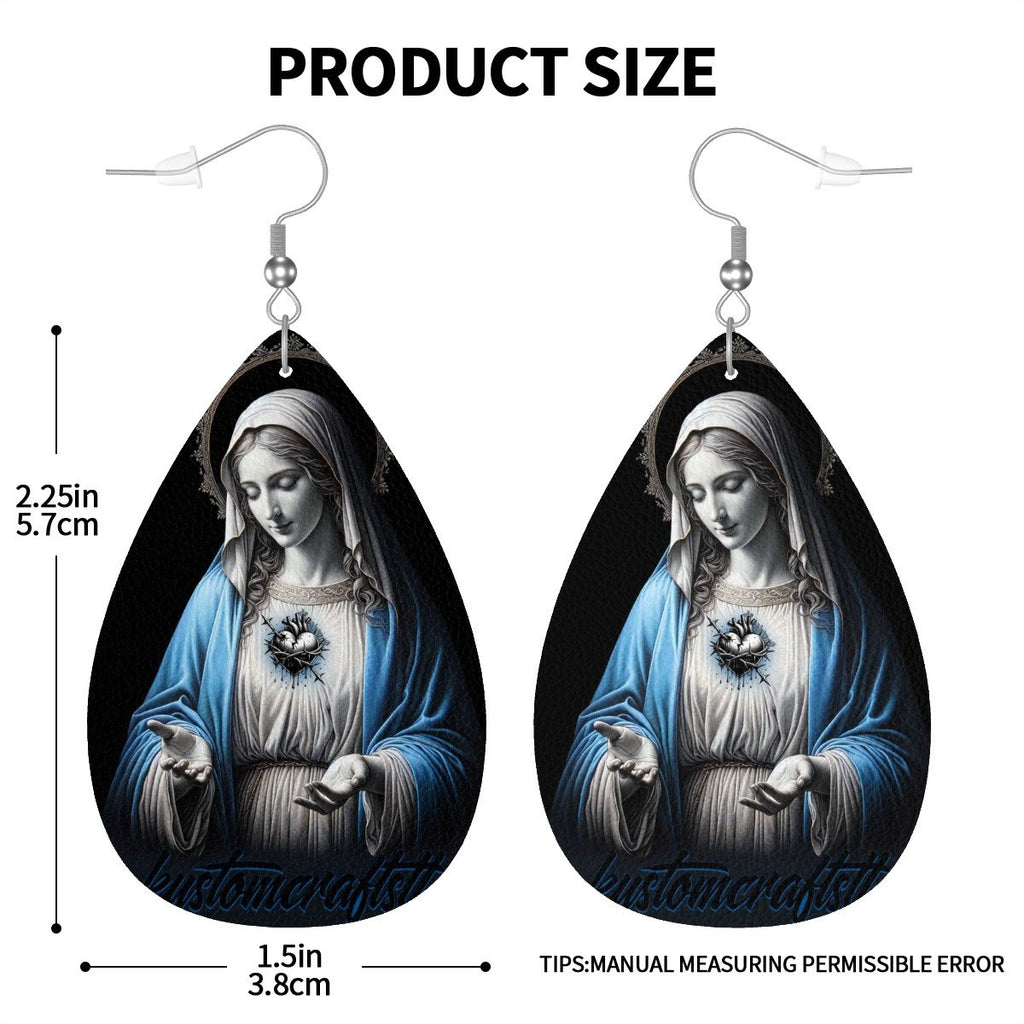 Our Lady - Leather Teardrop Earrings