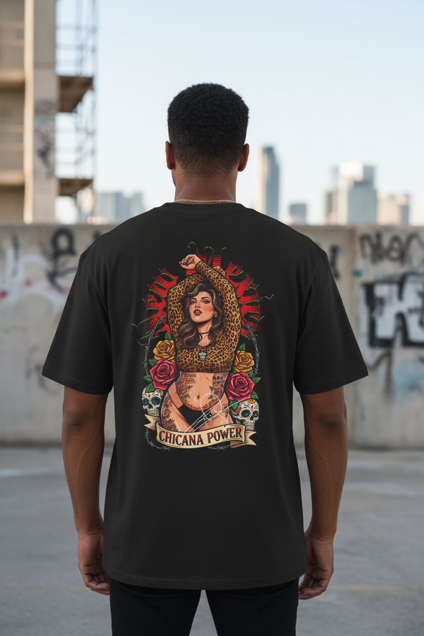 Male model black t-shirt back view