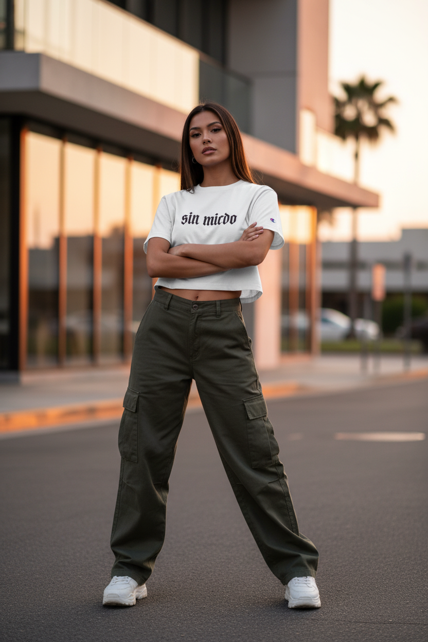 White Sin Miedo Cropped T-Shirt Lifestyle